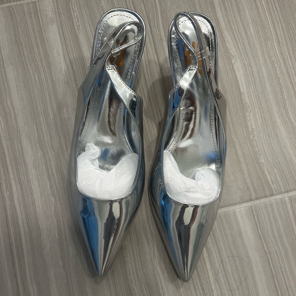 Elegant Silver Slingback Heels